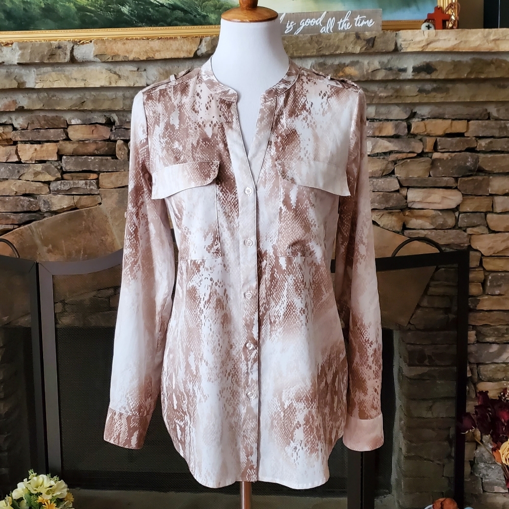 Calvin Klein Snakeskin Button Down Blouse